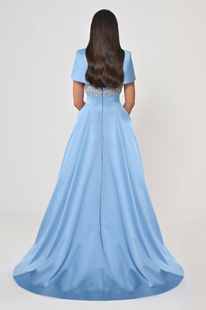 Strappy Shimmer Maxi Dress with Bolero and Stone Embroidery