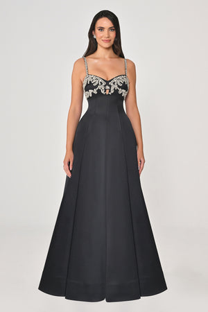 Strappy Shimmer Maxi Dress with Bolero and Stone Embroidery