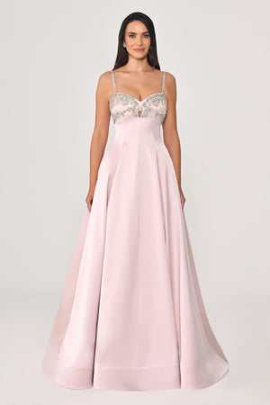 Strappy Shimmer Maxi Dress with Bolero and Stone Embroidery