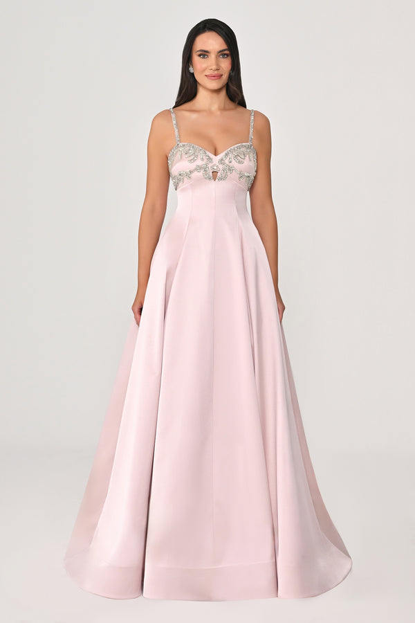 Strappy Shimmer Maxi Dress with Bolero and Stone Embroidery