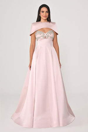 Strappy Shimmer Maxi Dress with Bolero and Stone Embroidery