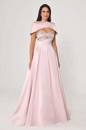Strappy Shimmer Maxi Dress with Bolero and Stone Embroidery