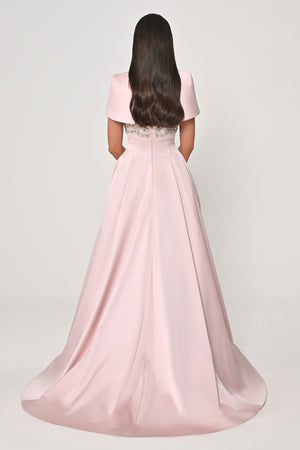 Strappy Shimmer Maxi Dress with Bolero and Stone Embroidery