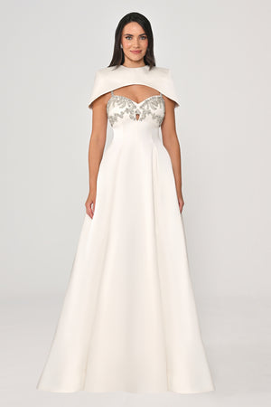 Strappy Shimmer Maxi Dress with Bolero and Stone Embroidery