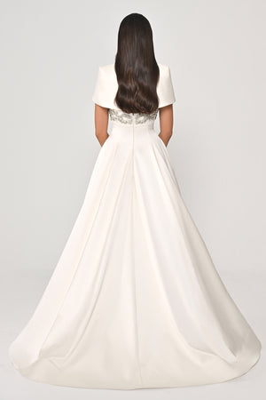 Strappy Shimmer Maxi Dress with Bolero and Stone Embroidery
