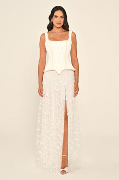 Sequin Long Dress with Front Slit and Straps