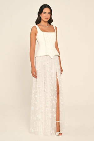 Sequin Long Dress with Front Slit and Straps