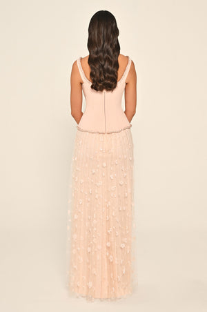 Sequin Long Dress with Front Slit and Straps