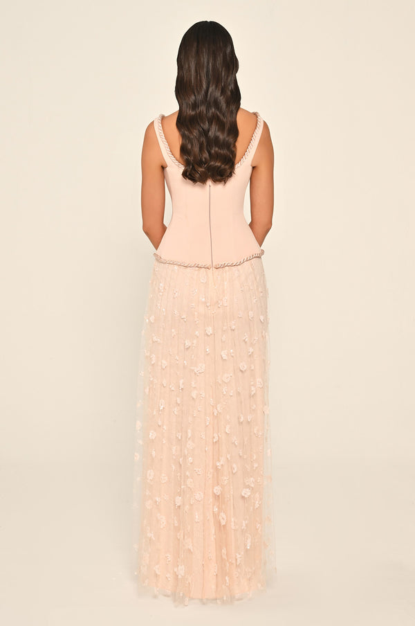 Sequin Long Dress with Front Slit and Straps