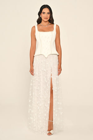Sequin Long Dress with Front Slit and Straps