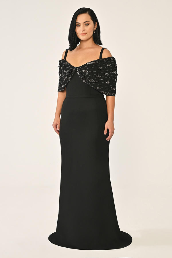 Strappy Stone Printed Crepe Long Dress