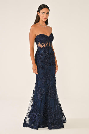 Transparent Strapless Dress with Belt
