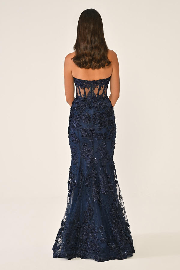 Transparent Strapless Dress with Belt