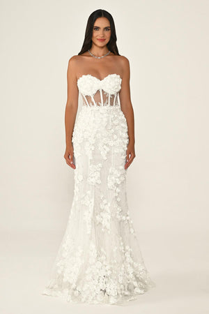 Transparent Strapless Dress with Belt