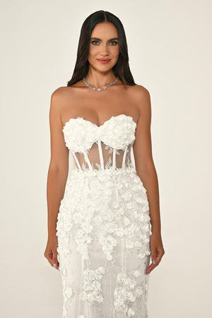Transparent Strapless Dress with Belt
