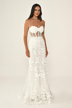 Transparent Strapless Dress with Belt