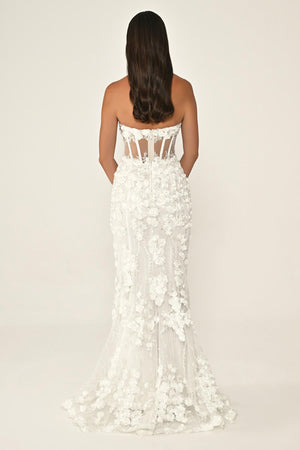 Transparent Strapless Dress with Belt