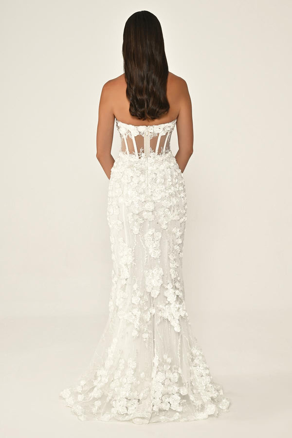 Transparent Strapless Dress with Belt