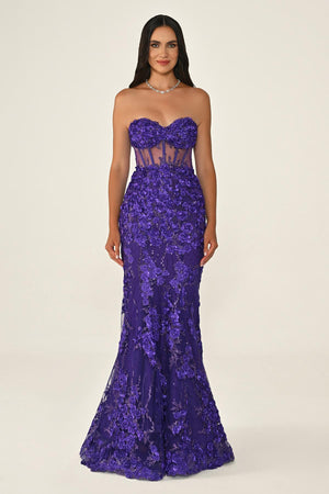 Transparent Strapless Dress with Belt