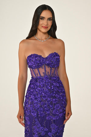 Transparent Strapless Dress with Belt