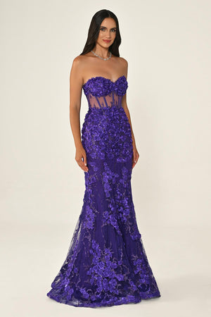 Transparent Strapless Dress with Belt
