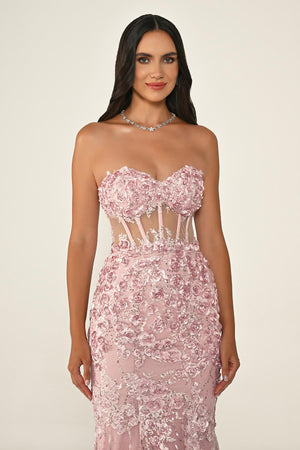 Transparent Strapless Dress with Belt