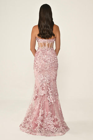 Transparent Strapless Dress with Belt