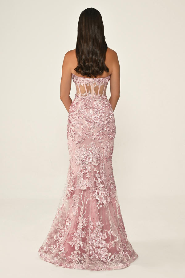 Transparent Strapless Dress with Belt