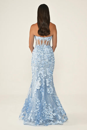 Transparent Strapless Dress with Belt