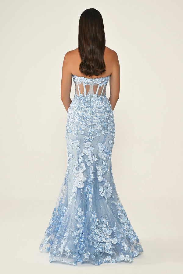 Transparent Strapless Dress with Belt