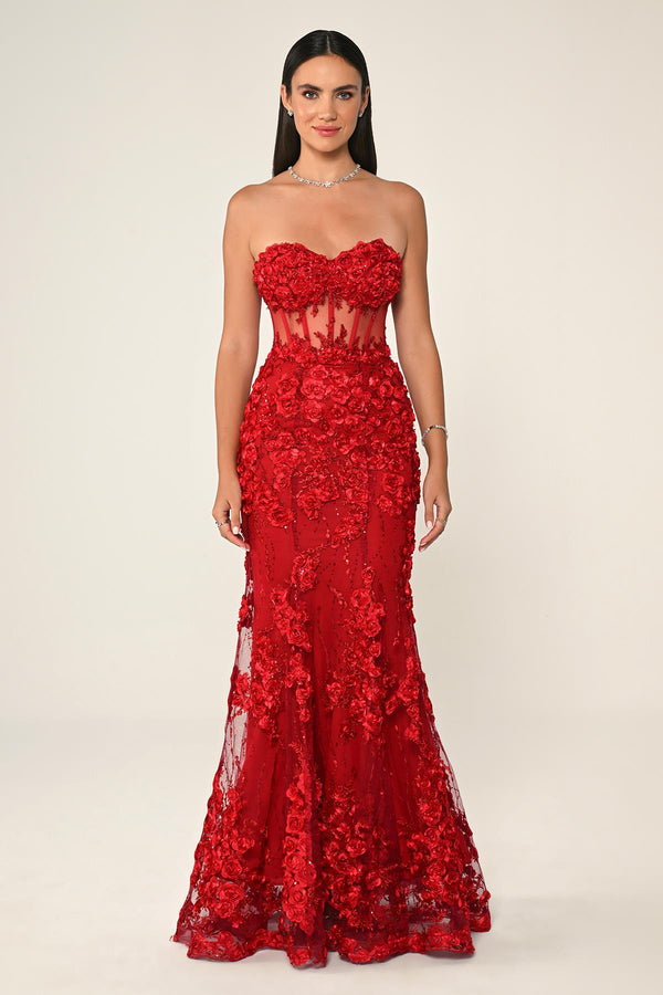 Transparent Strapless Dress with Belt