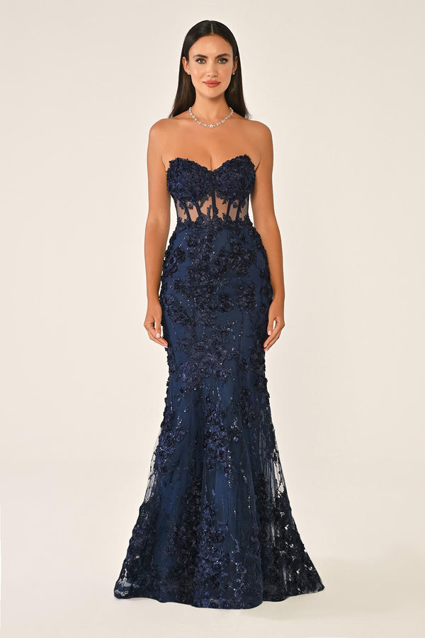Transparent Strapless Dress with Belt