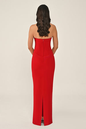 Halter Neck Embellished Crepe Long Dress