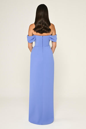 Low-Shoulder Side-Slit Long Dress