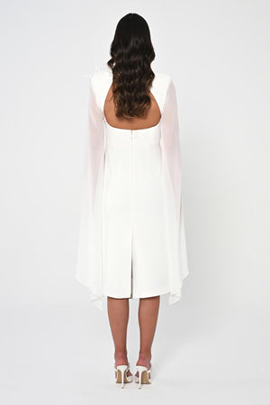 Heart Chest Sleeves Chiffon Shawl Midi Dress