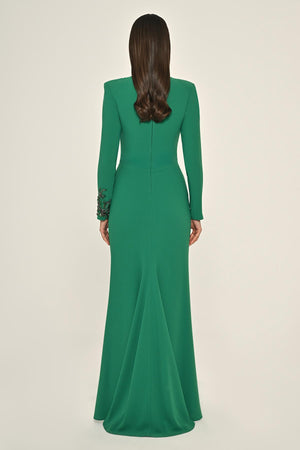 Sequin Cowl Neck Crepe Maxi Dress