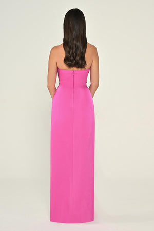 Strapless Draped Shimmer Fabric Long Dress