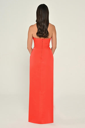 Strapless Draped Shimmer Fabric Long Dress
