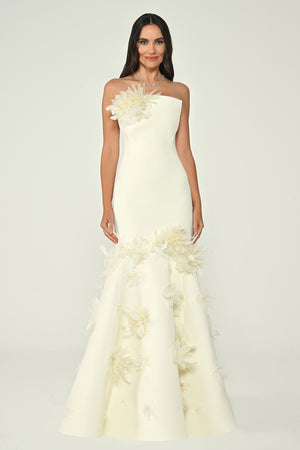 Strapless 3D Floral Mermaid Long Dress