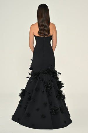 Strapless 3D Floral Mermaid Long Dress