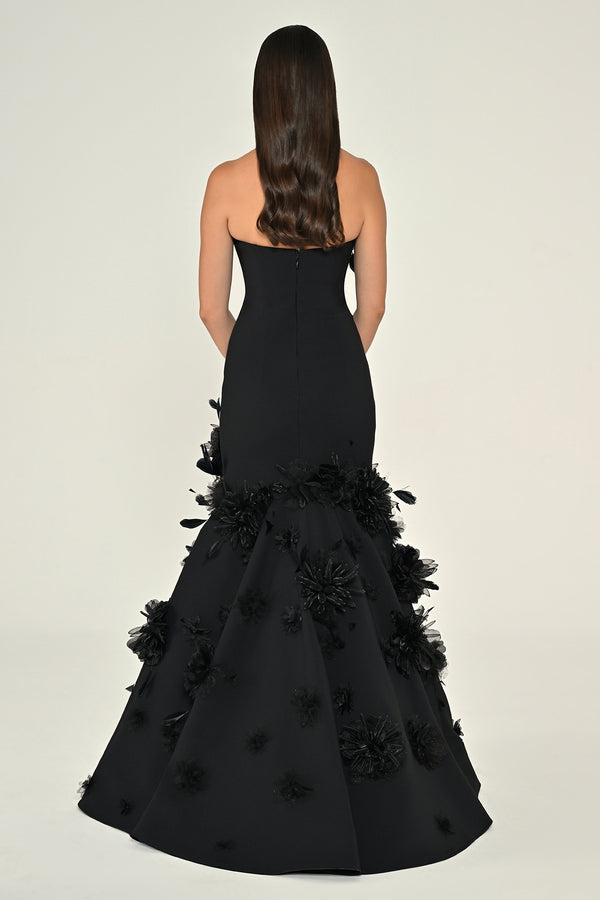Strapless 3D Floral Mermaid Long Dress