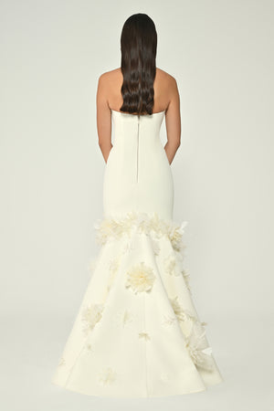 Strapless 3D Floral Mermaid Long Dress