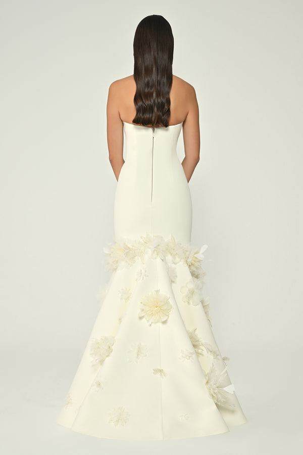 Strapless 3D Floral Mermaid Long Dress
