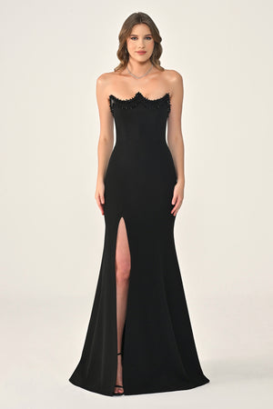 Strapless Asymmetrical Hem Long Dress