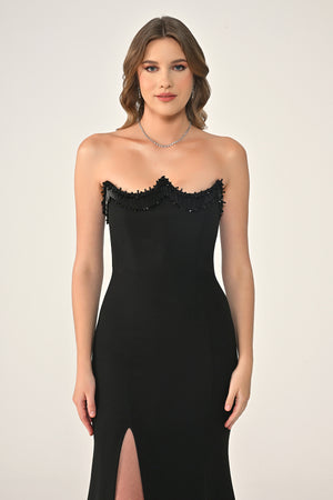 Strapless Asymmetrical Hem Long Dress