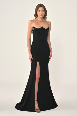 Strapless Asymmetrical Hem Long Dress