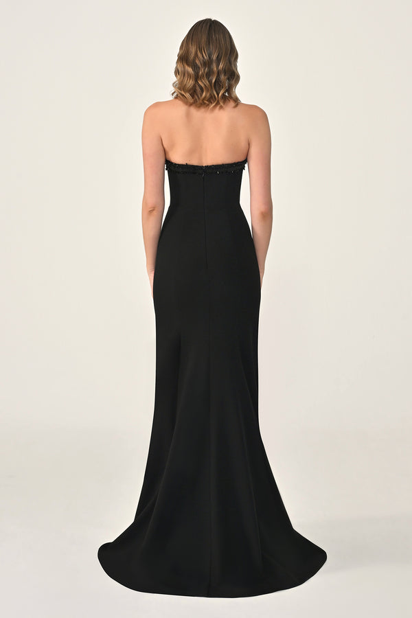 Strapless Asymmetrical Hem Long Dress
