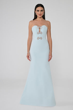 Strapless Mermaid Crepe Long Dress