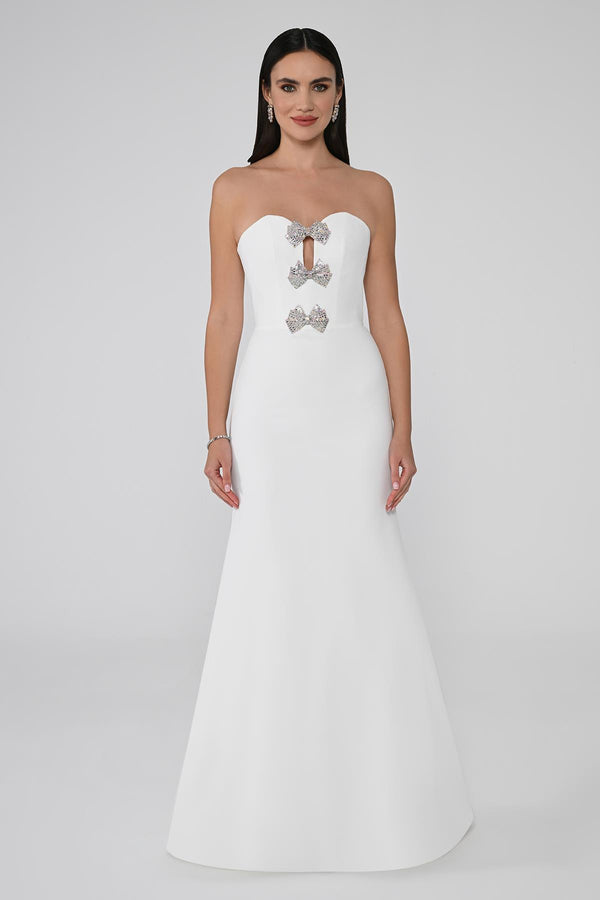 Strapless Mermaid Crepe Long Dress