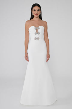 Strapless Mermaid Crepe Long Dress